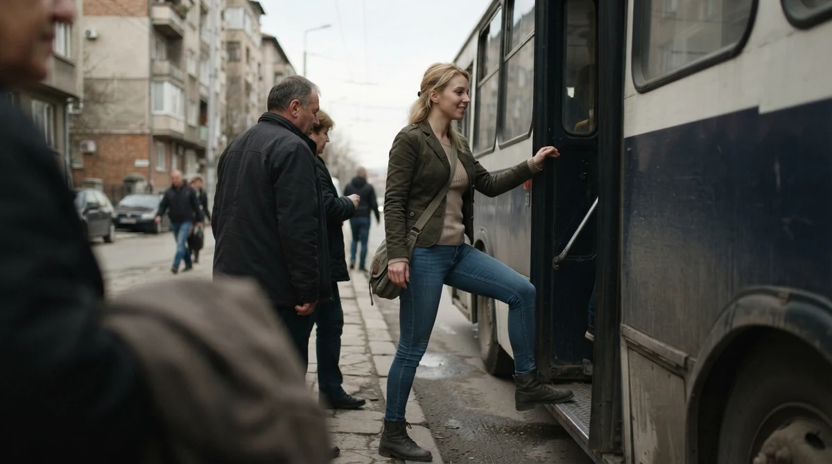 Пътници се качват в тролейбус на временна спирка в София.